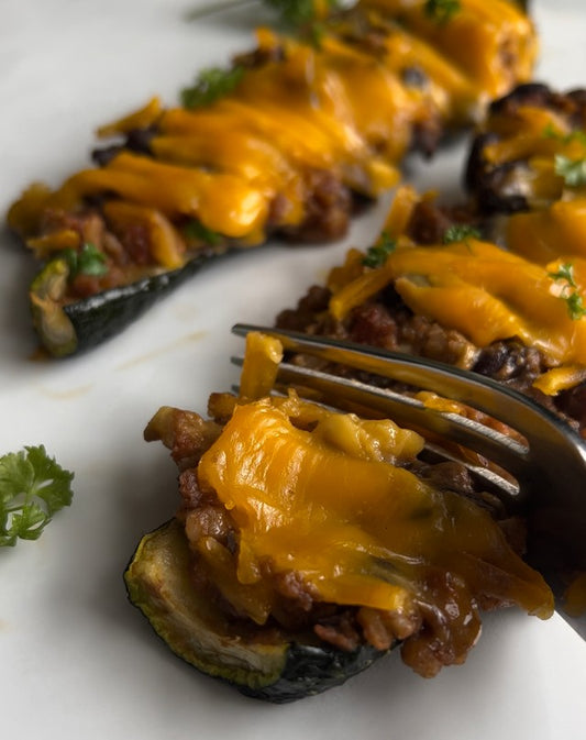 Cheesy Taco Stuffed Zucchini Boat