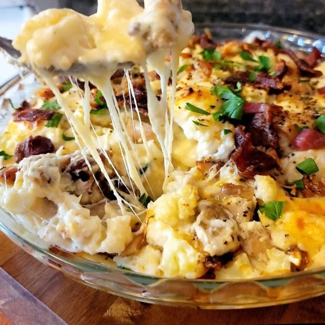 Loaded Faux-Tato Chicken Bacon Ranch Casserole