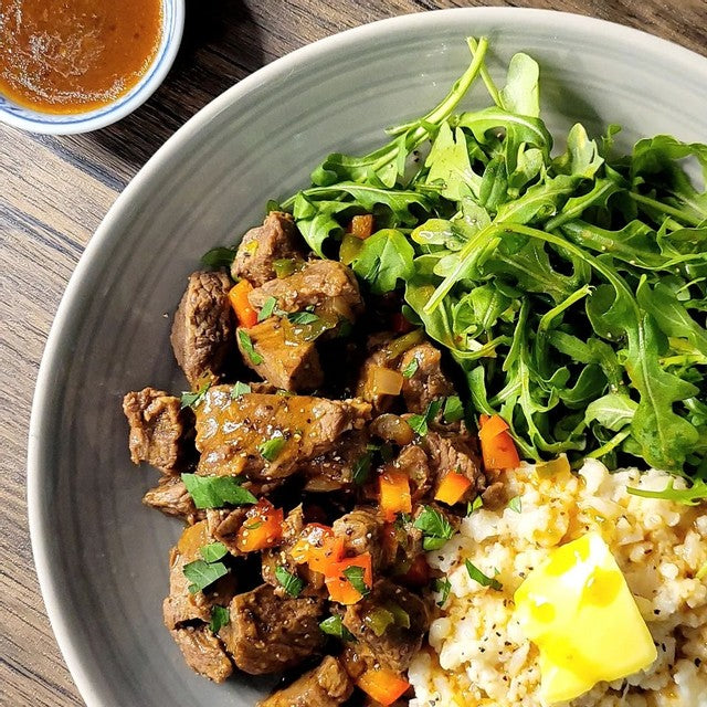 Keto Beef Stew and Cauliflower Mash with Maple Gravy Glaze