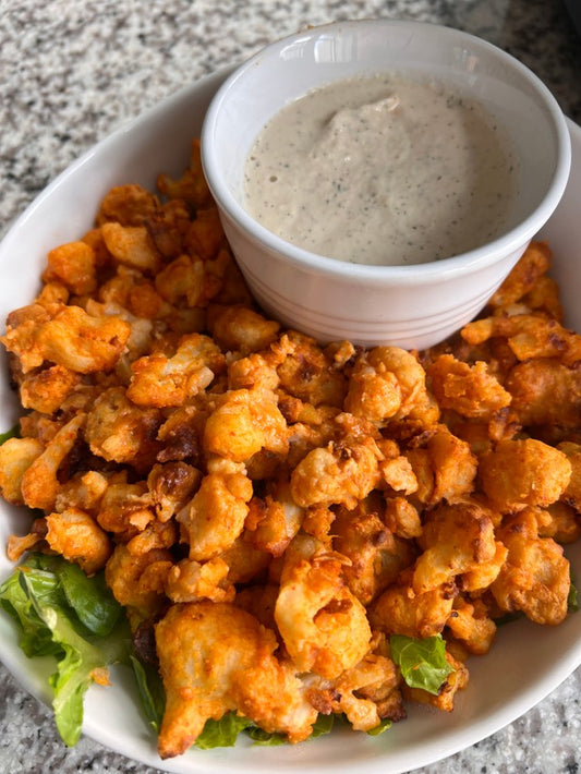 Gluten-Free Buffalo Popcorn Cauliflower Bites