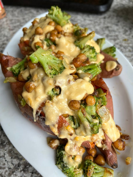 Savory Jerk Stuffed Sweet Potatoes