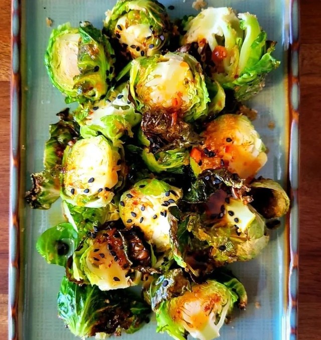 Chili Glazed Brussels Sprouts