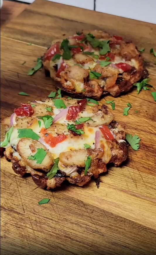 Chaffle BBQ Chicken Pizzas