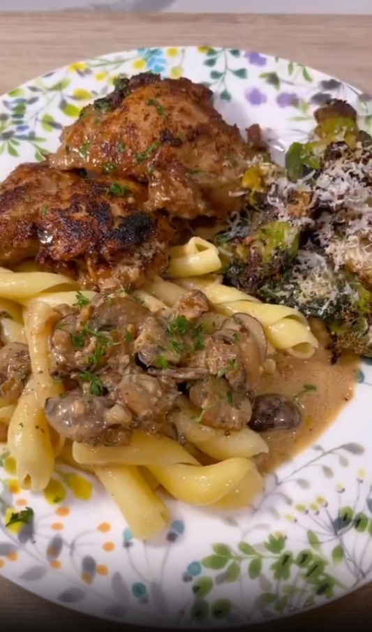 Chicken Thighs with Mushroom Pan Sauce