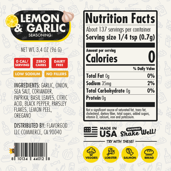 Nutrition label and ingredients for Cook at Home Combo