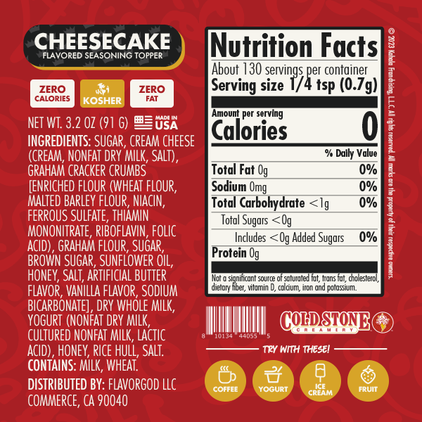 Nutrition label and ingredients for Dessert Lovers Combo