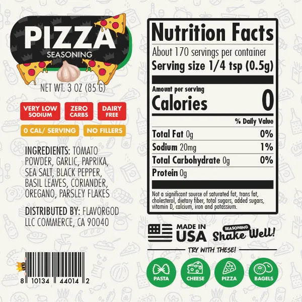 Nutrition label and ingredients for Startup Chef Spice Pack