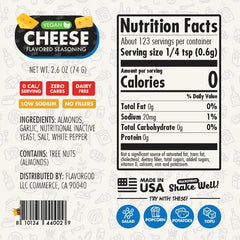 Nutrition label for Cheese Seasoning