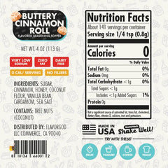Nutrition label for Buttery Cinnamon Roll Topper