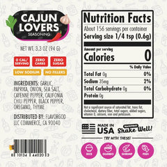 Nutrition label for Cajun Lovers Seasoning