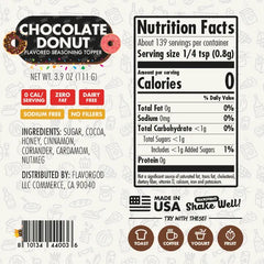Nutrition label for Chocolate Donut Topper