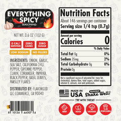 Nutrition label for Everything Spicy Seasoning