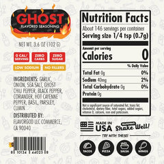 Nutrition label for Ghost Seasoning