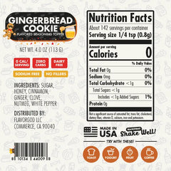 Nutrition label for Gingerbread Cookie Topper - July 4th Sale
