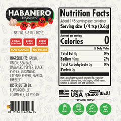 Nutrition label for Habanero Seasoning - July 4th Sale