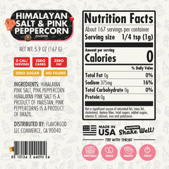 Nutrition label for Himalayan Salt & Pink Peppercorn Finisher