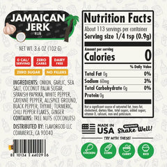 Nutrition label for Jamaican Jerk Rub