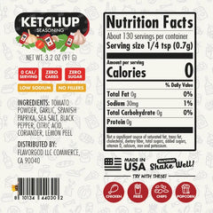 Nutrition label for Ketchup Seasoning
