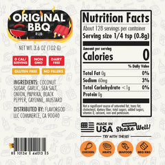 Nutrition label for Original BBQ Rub - July 4th Sale