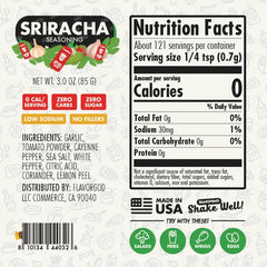 Nutrition label for Sriracha Seasoning