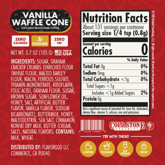 Nutrition label for Cold Stone Vanilla Waffle Cone
